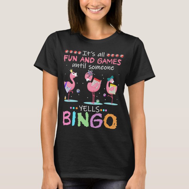 Pink Flamingo Bingo Funny Gift Art T-Shirt (Vorderseite)