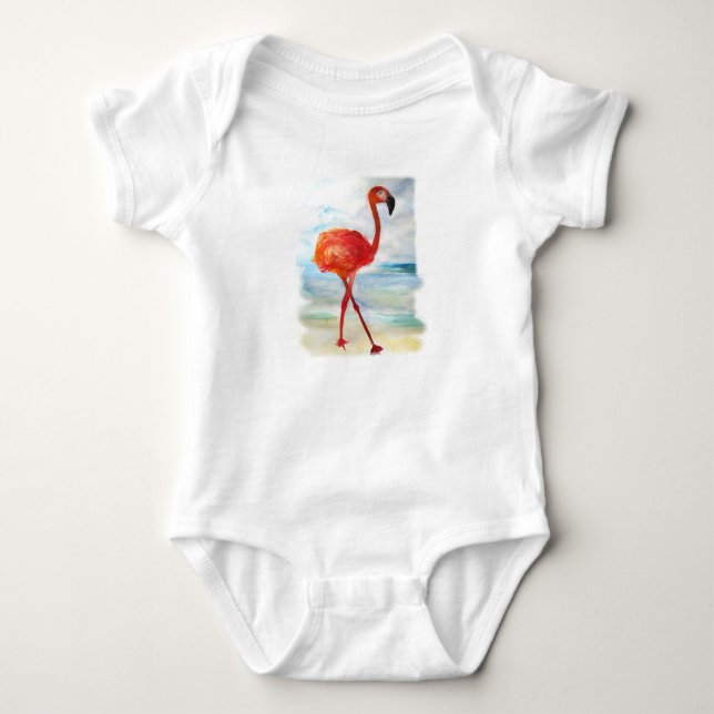 Pink Flamingo Bird Baby Jersey Bodysuit Baby Strampler (Vorderseite)