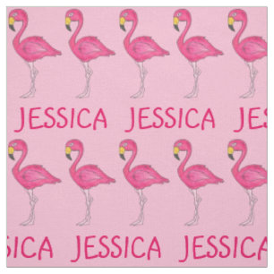 Pink Flamingo Bird Flamingos Personalisierter Name Stoff