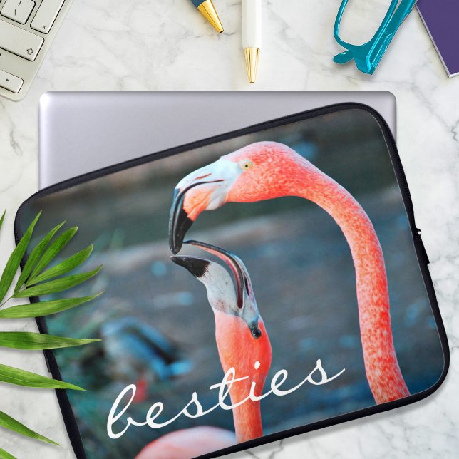 Pink Flamingo Bird Friends Fotografy Besties Laptopschutzhülle (Von Creator hochgeladen)