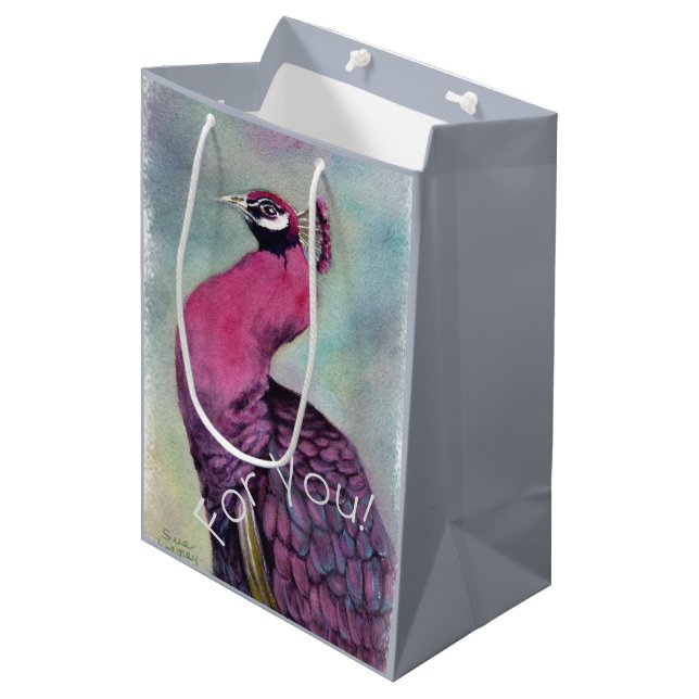 Pink Flamingo Bird Mittlere Geschenktüte (Vorderseite Schrägansicht)