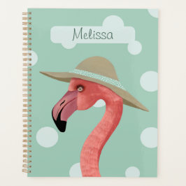 Pink Flamingo Bird Playful Polka Dots Planer