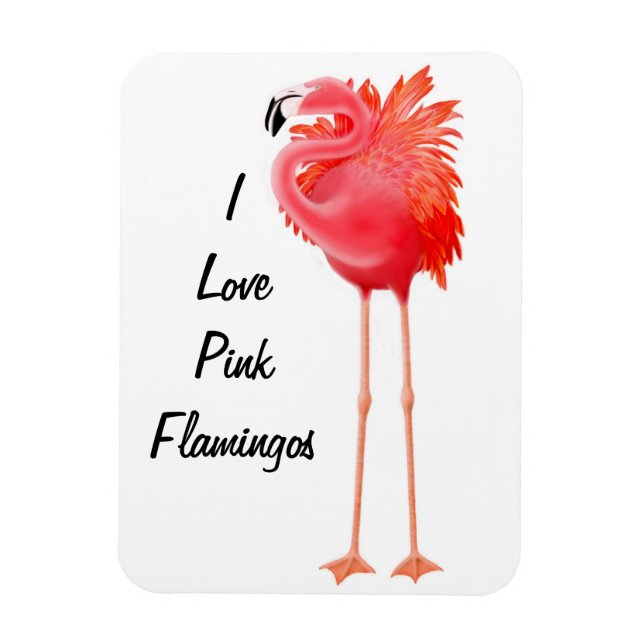 Pink Flamingo Bird Premium Magnet (Vertikal)