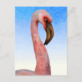 Pink Flamingo Bird Wasserfarbenmalerei Postkarte