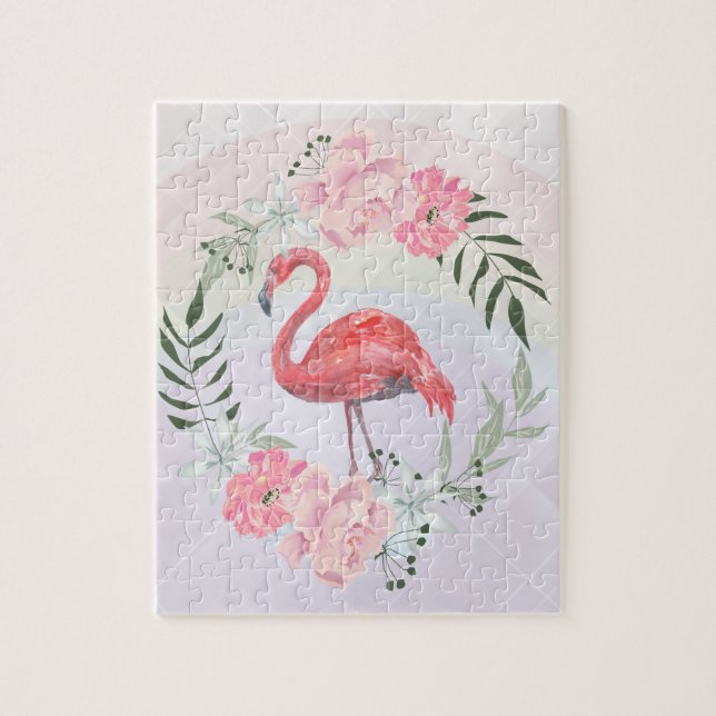 Pink Flamingo, bird, watercolor (Vertikal)