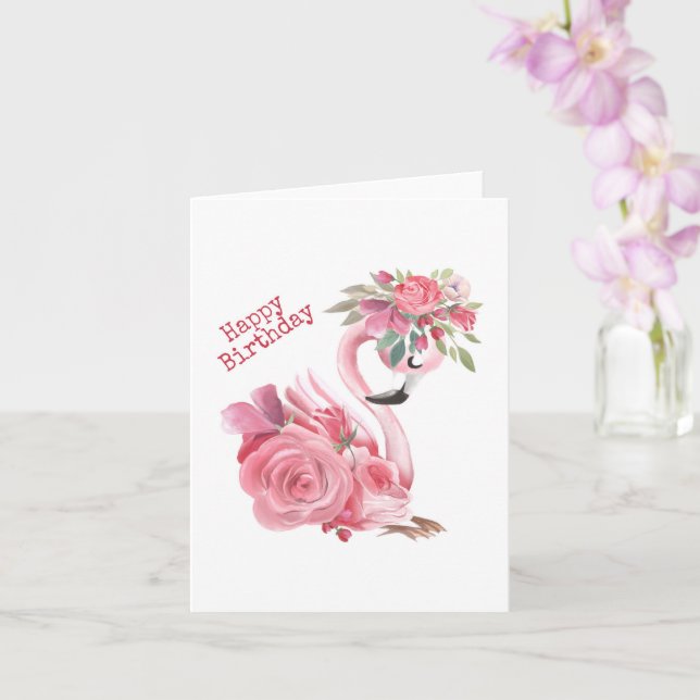 Pink Flamingo Birthday Card Karte (Orchidee)