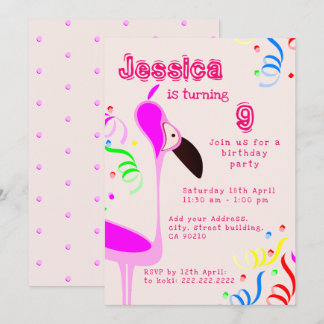 Pink Flamingo Birthday Einladung