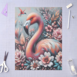 Pink Flamingo & Blume Chalk Pastell Decoupage Seidenpapier