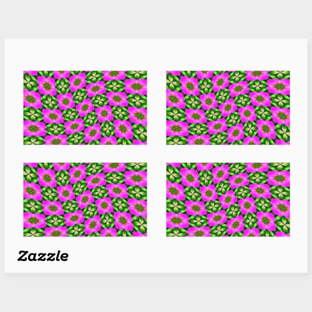 Pink Flamingo Blume Muster Rechteckiger Aufkleber (Blatt)