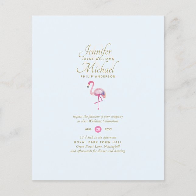 Pink Flamingo Brautparty per Post oder Hochzeit (Vorderseite)