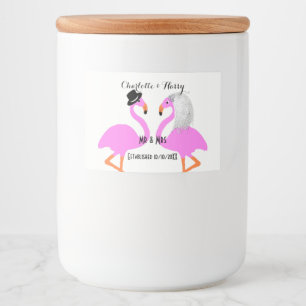 Pink Flamingo Bride & Groom Personalisiert Lebensmitteletikett