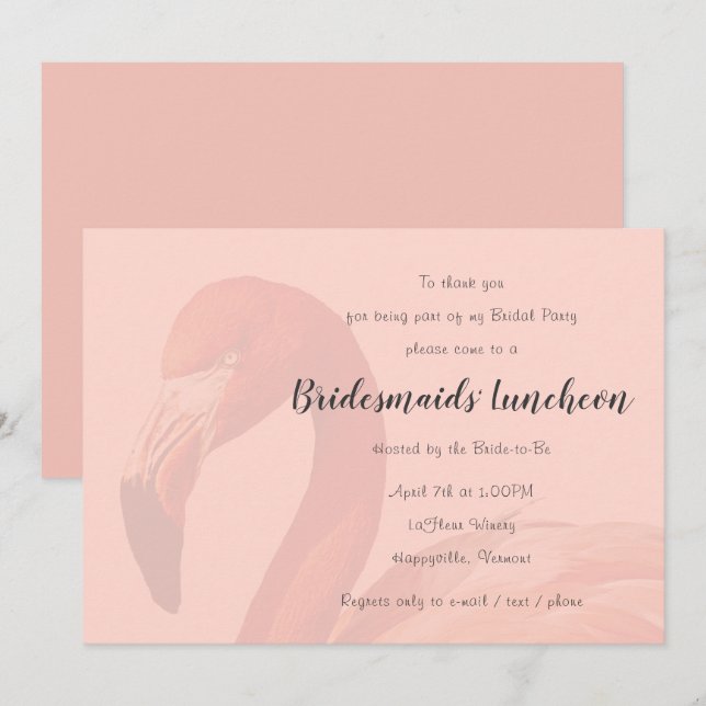 Pink Flamingo Bridesmaids Luncheon Einladung (Vorne/Hinten)