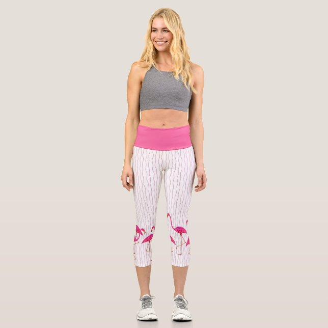 Pink Flamingo Capris Leggings (Vorderseite)