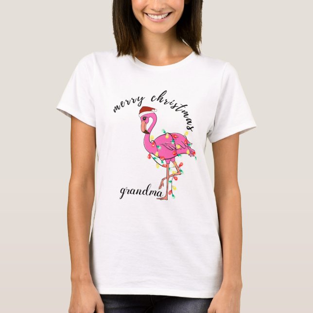 Pink Flamingo Christmas Shirt for Women (Vorderseite)