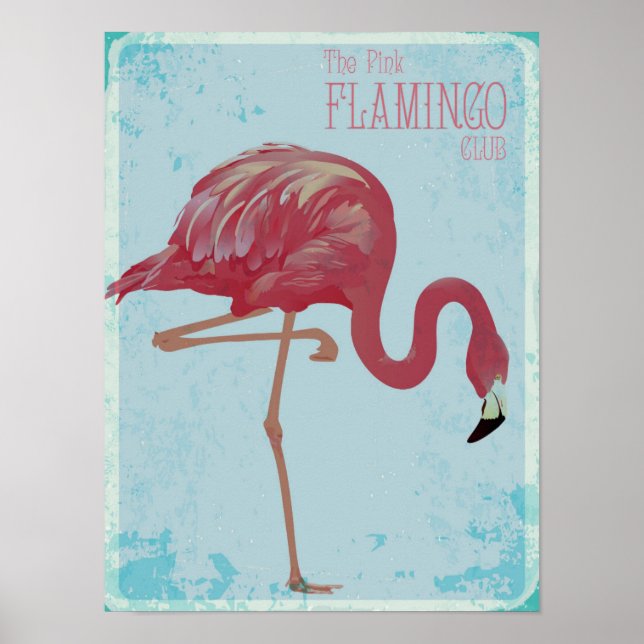 Pink Flamingo Club Vintages Zeichenposter Poster (Vorne)