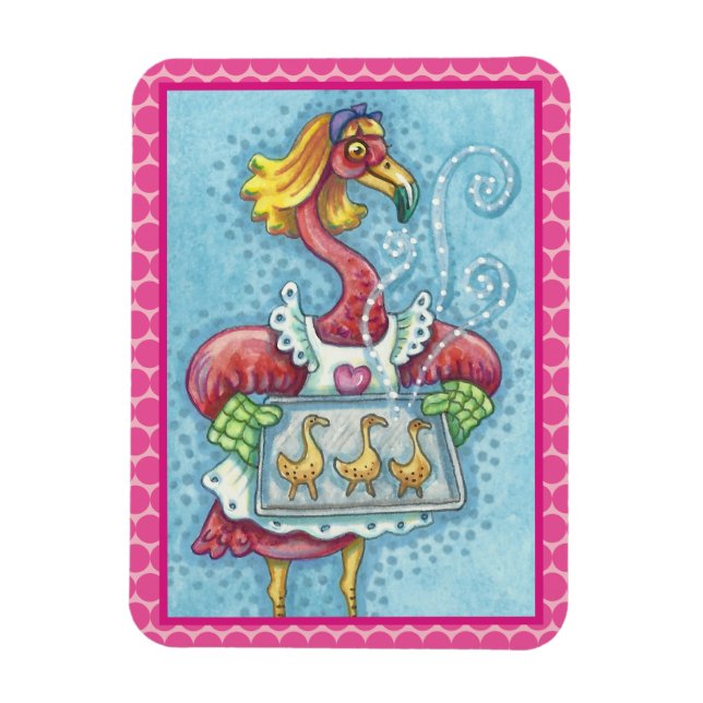 PINK FLAMINGO COOKIES, POLKA DOT MAGNET (Vertikal)