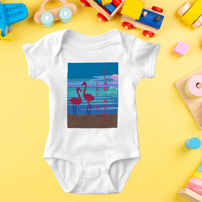 Pink Flamingo Couple Sunset Baby Jersey Bodysuit Baby Strampler (Pink Flamingo Couple Sunset Baby Jersey Bodysuit)