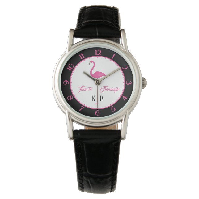 Pink Flamingo Custom Classic Watch Armbanduhr (Vorderseite)