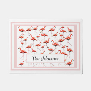 Pink Flamingo Design Custom Family Name Summer Fußmatte