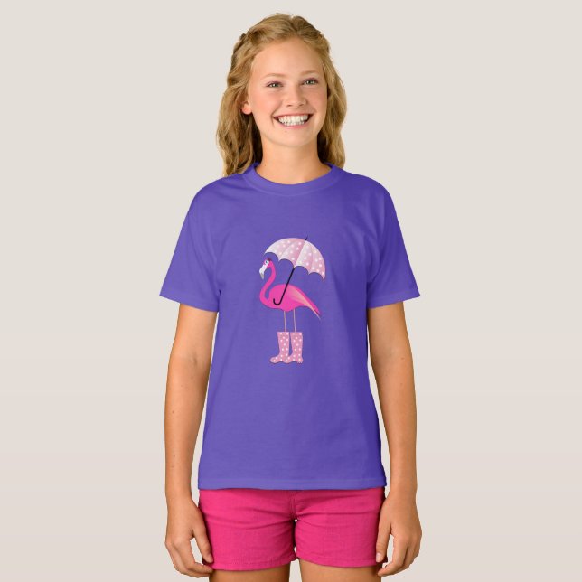 Pink Flamingo Design - Girls' Basic T - Shirt (Vorne ganz)
