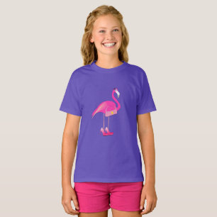 Pink Flamingo Design - Girls' Basic T - Shirt