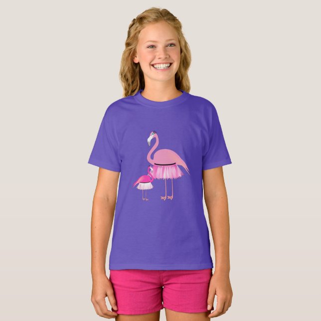 Pink Flamingo Design - Girls' Basic T - Shirt (Vorne ganz)