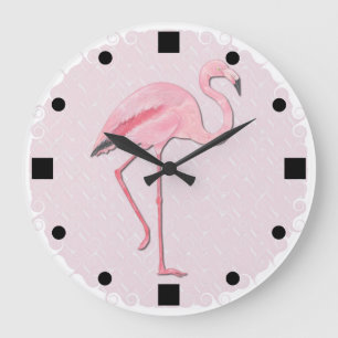 Pink Flamingo design Wall Clock Große Wanduhr