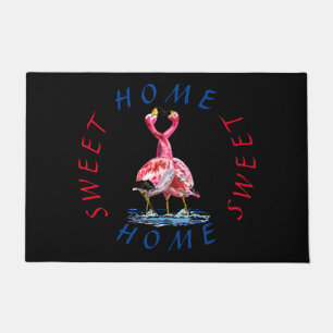 Pink Flamingo Doormat mit Text Zuhause Sweet Zuhau Fußmatte