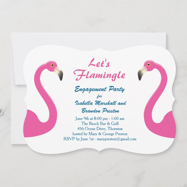 Pink Flamingo Engagement Party Einladung (Vorderseite)
