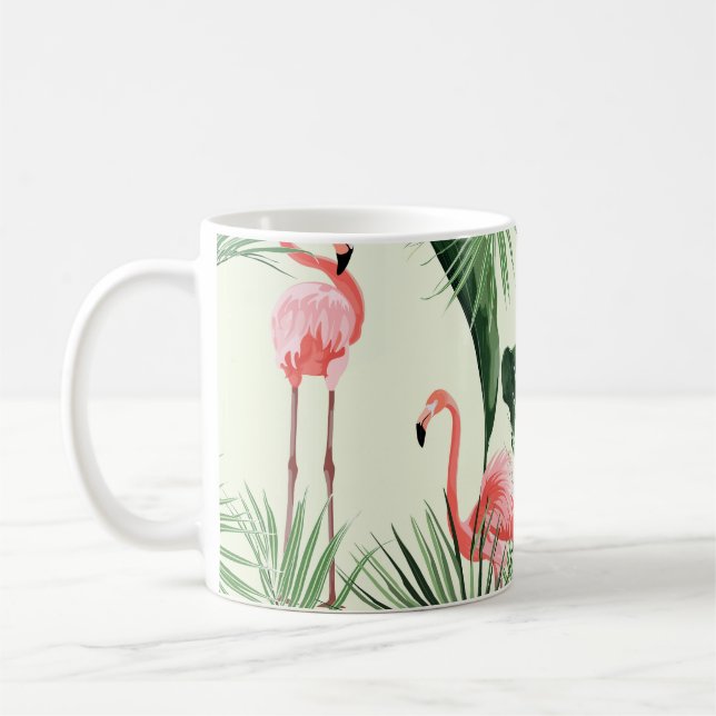 Pink Flamingo Exotic Blume Muster Kaffeetasse (Links)