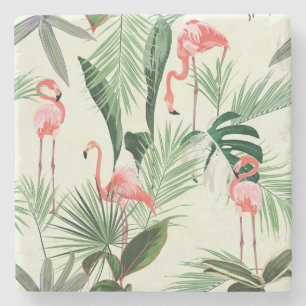 Pink Flamingo Exotic Blume Muster Steinuntersetzer