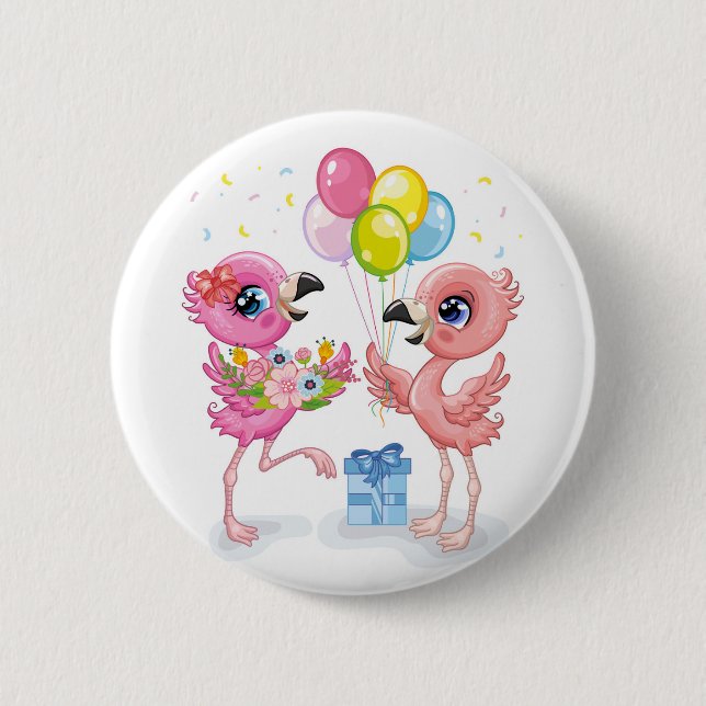 Pink Flamingo-Feier Button (Vorderseite)