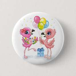 Pink Flamingo-Feier Button