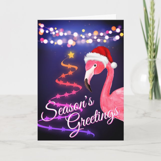 Pink Flamingo Festive Tropical Beach Weihnachten (Vorderseite)