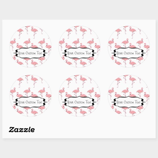 Pink Flamingo Flock Muster Business Promo Runder Aufkleber (Blatt)