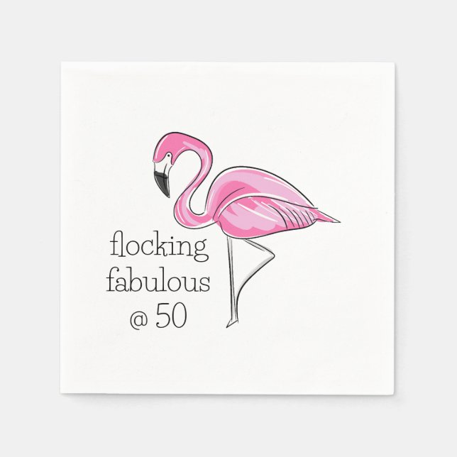 Pink Flamingo Flocking Fabulous bei 50 Serviette (Vorderseite)