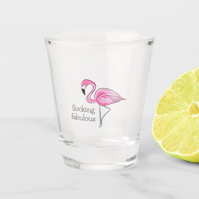 Pink Flamingo Flocking Fabulous Shot Glass Schnapsglas (Vorderseite)