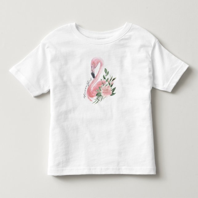 Pink Flamingo Flower Girl Wedding Kleinkind T-shirt (Vorderseite)