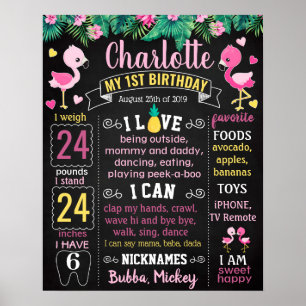 Pink Flamingo Geburtstagsparty Chalkboard Poster