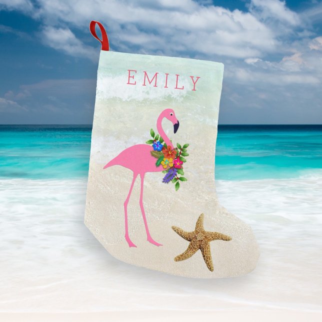 Pink Flamingo Girls Beach Kleiner Weihnachtsstrumpf (Von Creator hochgeladen)