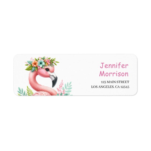 Pink Flamingo Girls Tropical Watercolor Adresse (Vorne)