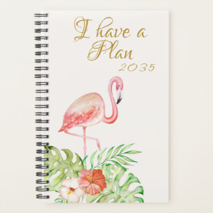 Pink Flamingo Gold Script Aquarellbilder Planer