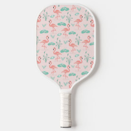 Pink Flamingo Green Blätter Tropical Trendy Fun Pickleball Schläger