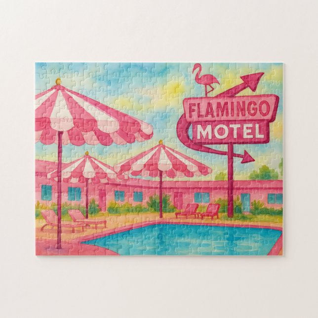 Pink Flamingo Hotel Pool Beach Summer Vibes (Horizontal)