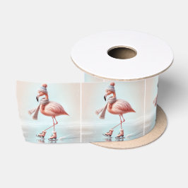 Pink Flamingo Ice Skaten Satinband