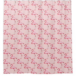 Pink Flamingo Illustration Tropisches Muster Niedl Duschvorhang