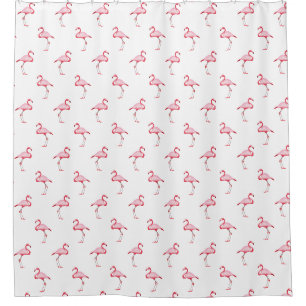Pink Flamingo Illustration Tropisches Muster Paste Duschvorhang
