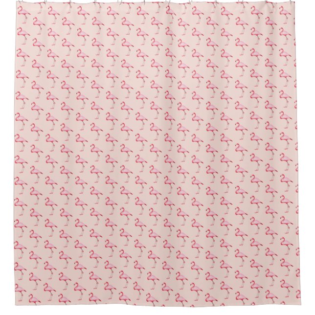 Pink Flamingo Illustration Tropisches Muster Paste Duschvorhang (Vorderseite)