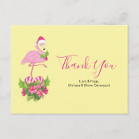 Pink Flamingo in der Weihnachtsmannmütze Danke