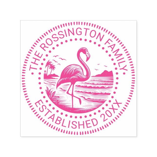 Pink Flamingo in Water Family Name Datum Estland # Permastempel (Design)